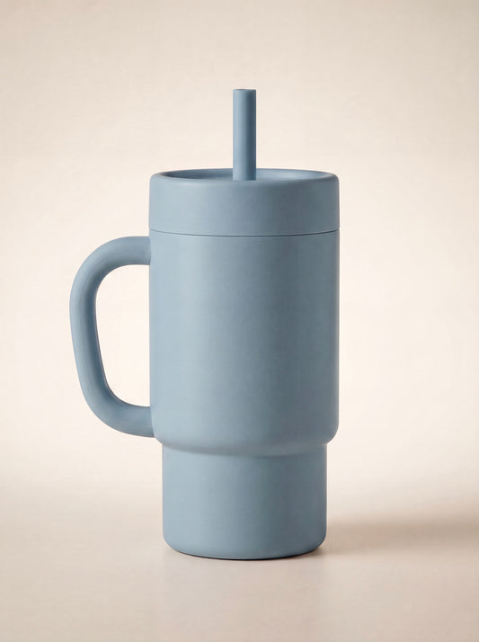 Silicone & Stainless Steel Kids Cup with a Straw | 300ml Insulated Toddler Cup
