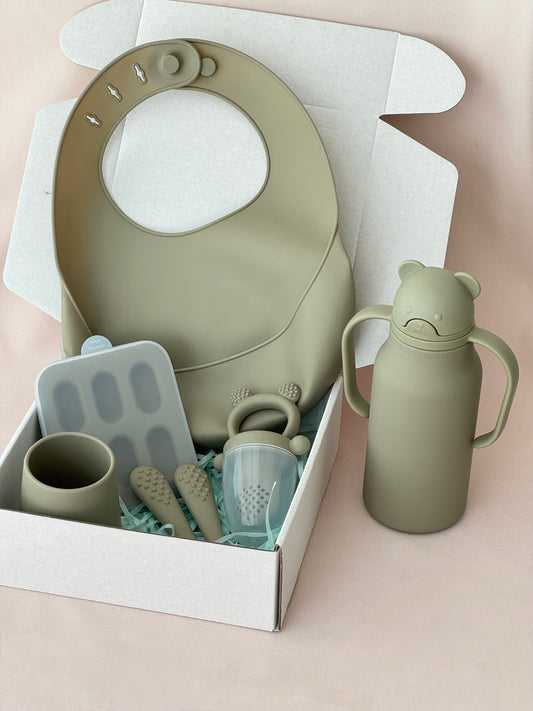 Silicone Pre-solids feeding set + Bear water bottle