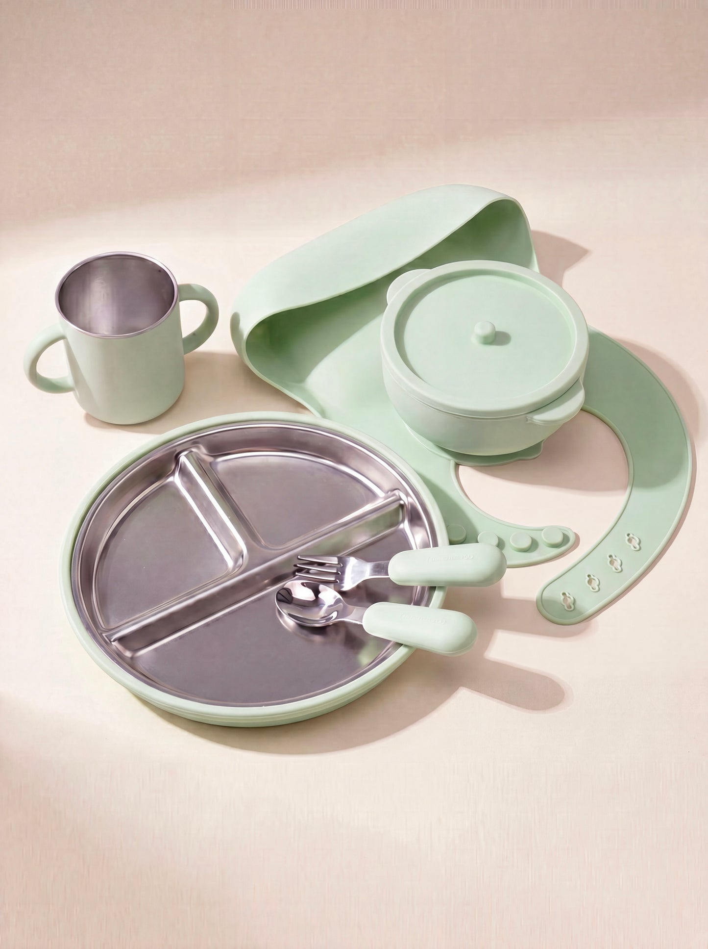Hugsy™ Silicone & Stainless Steel Kids Feeding Set