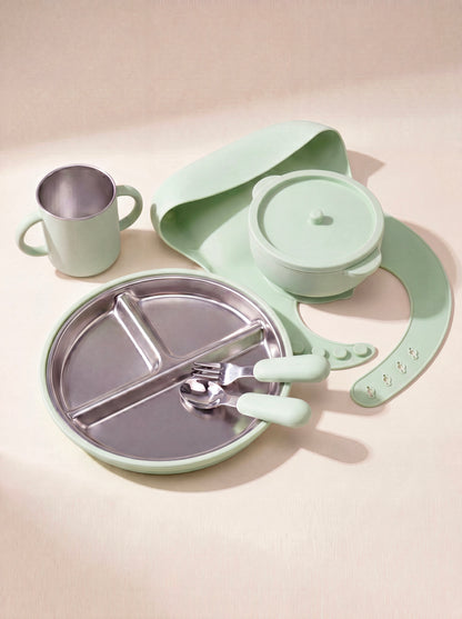 Hugsy™ Silicone & Stainless Steel Kids Feeding Set