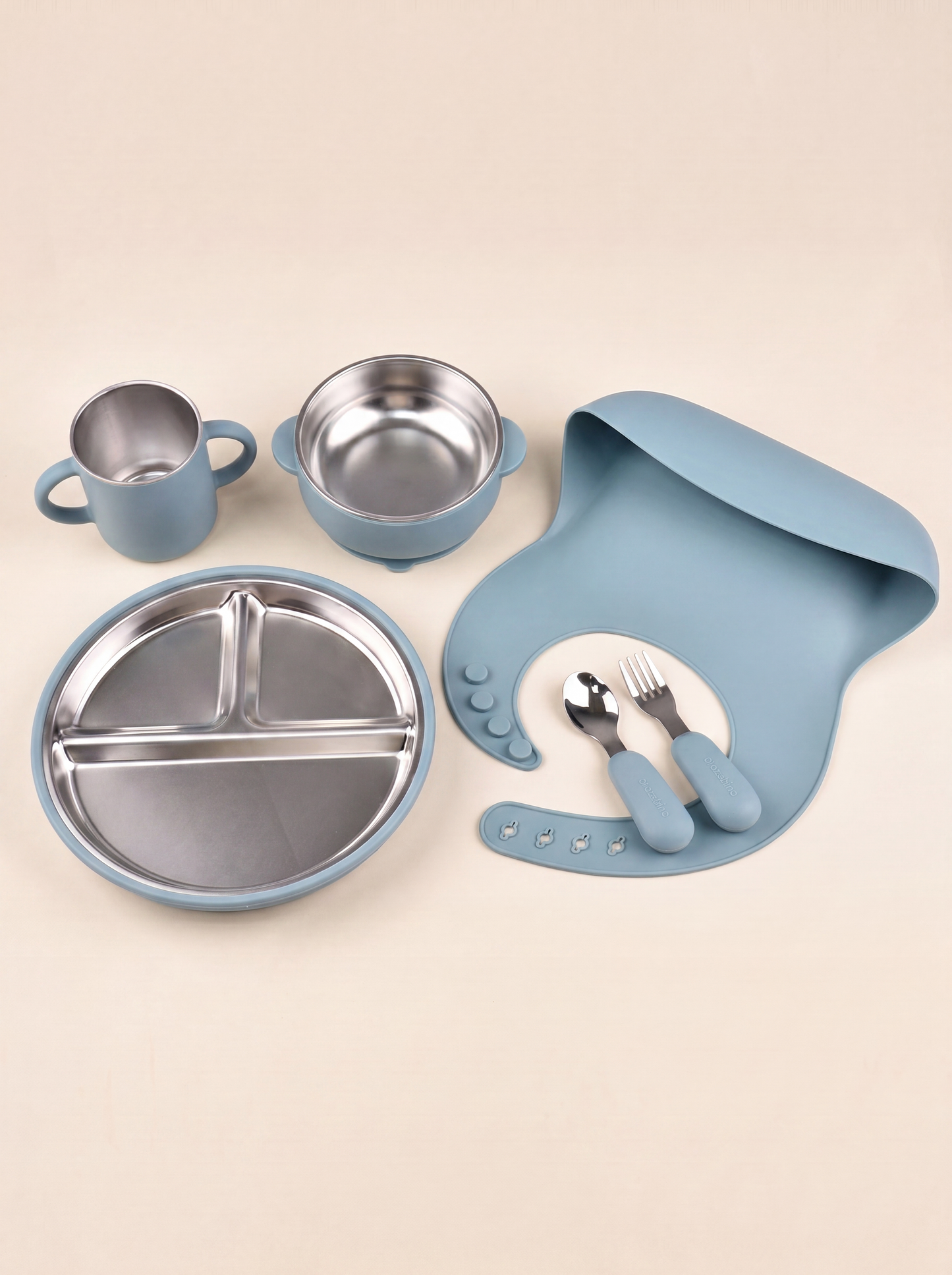 Hugsy™ Silicone & Stainless Steel Kids Feeding Set